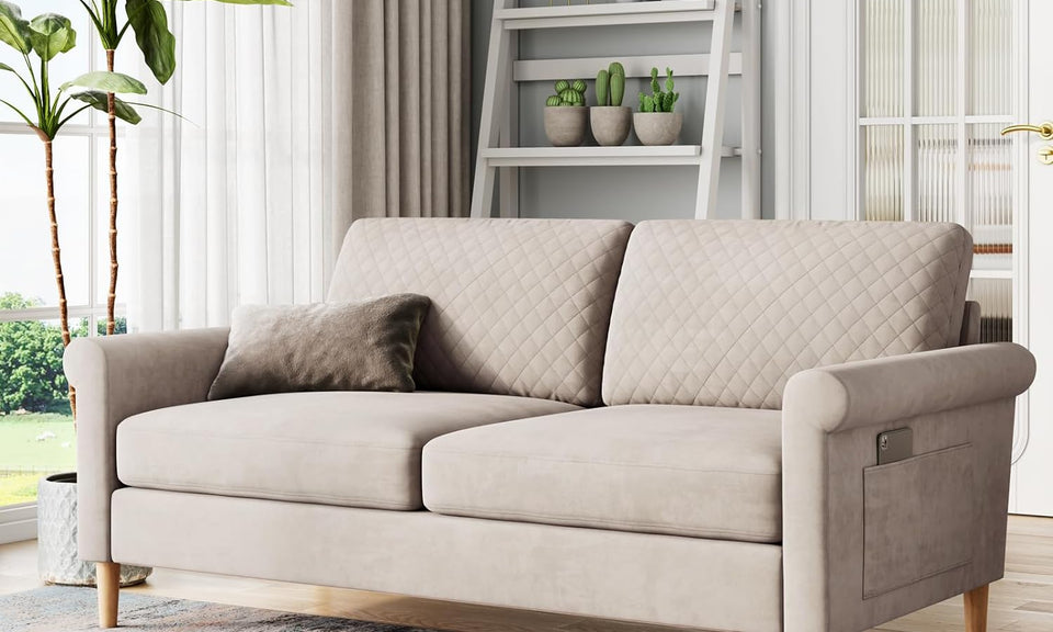 Vesgantti 65'' Loveseat Sofa Couch for Living Room, Modern Sofa,Small Couches for Small Spaces, Upholstered 2-Seater Love Seats Couch for Bedroom, Apartment, Home Office, Tool-Free Assembly