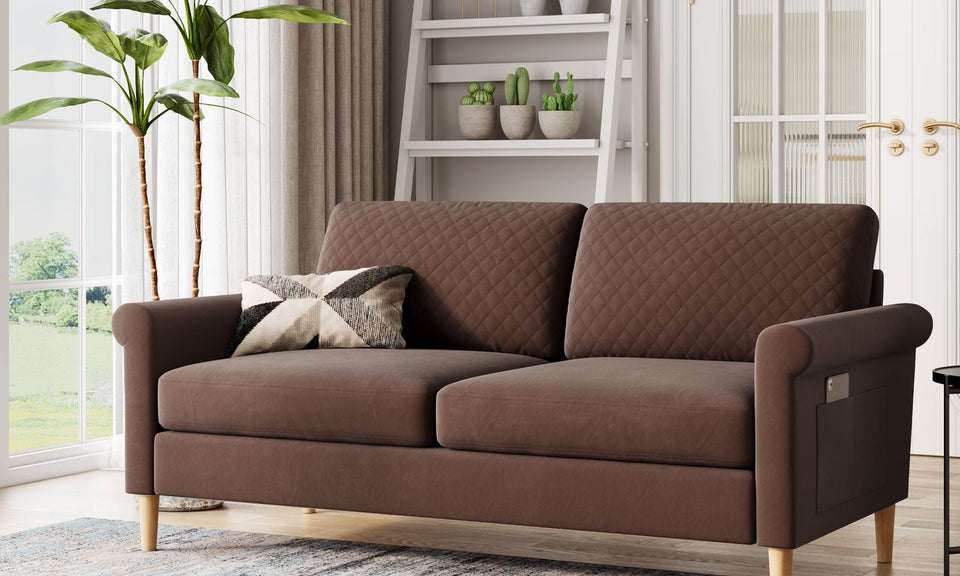 Vesgantti 65'' Loveseat Sofa Couch New for Living Room, Modern Sofa,Small Couches for Small Spaces, Upholstered 2-Seater Love Seats Couch for Bedroom, Apartment, Home Office, Tool-Free Assembly