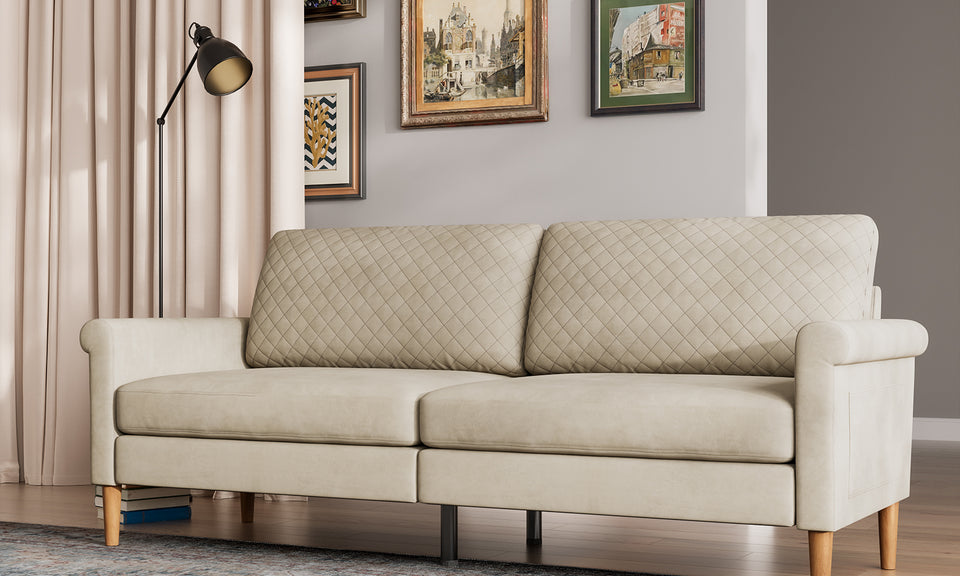 Vesgantti 75" Couch, Comfy Small Sofas, Mid Century Modern Decor Loveseat Sofa, Couches for Living Room, Small Sofa for Bedroom, 3-Seat Sofa Living Room Furniture,No Tool Fast Assembly