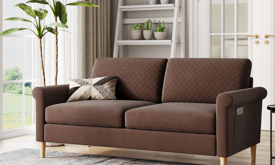 Vesgantti 65'' Loveseat Sofa Couch for Living Room, Modern Sofa,Small Couches for Small Spaces, Upholstered 2-Seater Love Seats Couch for Bedroom, Apartment, Home Office, Tool-Free Assembly