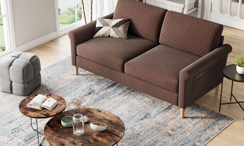 Vesgantti 65'' Loveseat Sofa Couch New for Living Room, Modern Sofa,Small Couches for Small Spaces, Upholstered 2-Seater Love Seats Couch for Bedroom, Apartment, Home Office, Tool-Free Assembly