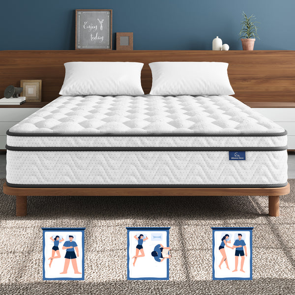Vesgantti Queen Size Mattress 12 Inch, Cool Sleep Hybrid Mattress in a Box | Fiberglass-Free, Memory Foam & Pocket Springs, Ergonomic Design, Pressure Relief, Medium Firm Feel, 60"*80"*12"