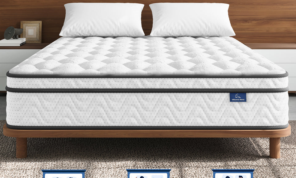 Vesgantti Queen Size Mattress 12 Inch, Cool Sleep Hybrid Mattress in a Box | Fiberglass-Free, Memory Foam & Pocket Springs, Ergonomic Design, Pressure Relief, Medium Firm Feel, 60"*80"*12"