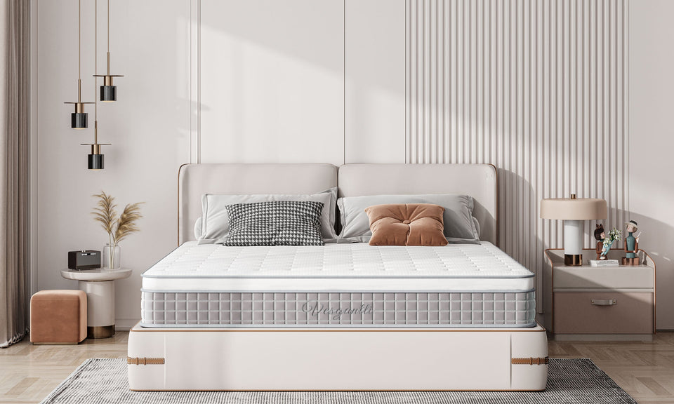 Vesgantti Mattresses 12 Inch Innerspring Hybrid Mattress, Pressure Relief Pocket Spring with Breathable Memory Foam, CertiPUR-US