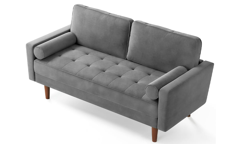 Vesgantti Two/Three Seater Sofa, Modern Velvet Loveseat Sofa, Modern Small Couch with 2 Pillows for Living Room, Comfy Sofa