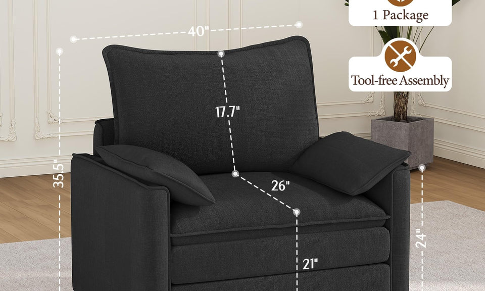 Vesgantti Modular Sectional Sofa, Cloud Couch, Modern Corduroy/Chenille, Height Adjustable, Cloud-Like Comfort, Deep Seat, Movable Ottoman, Couches for Living Room