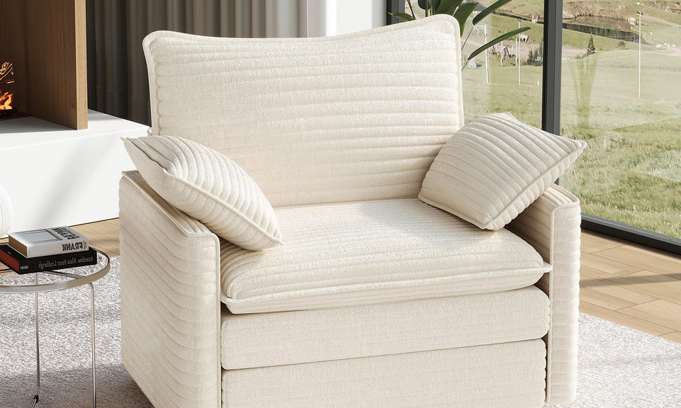 Vesgantti Modular Sectional Sofa, Cloud Couch, Modern Corduroy/Chenille, Height Adjustable, Cloud-Like Comfort, Deep Seat, Movable Ottoman, Couches for Living Room