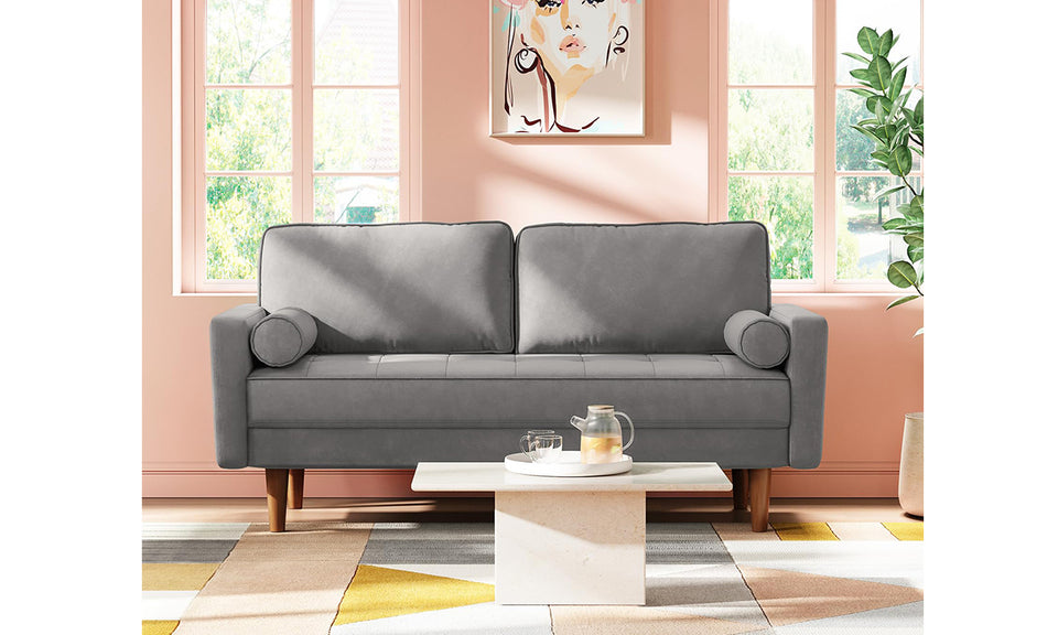 Vesgantti Two/Three Seater Sofa, Modern Velvet Loveseat Sofa, Modern Small Couch with 2 Pillows for Living Room, Comfy Sofa