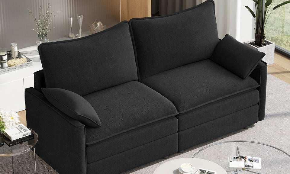 Vesgantti Modular Sectional Sofa, Cloud Couch, Modern Corduroy/Chenille, Height Adjustable, Cloud-Like Comfort, Deep Seat, Movable Ottoman, Couches for Living Room