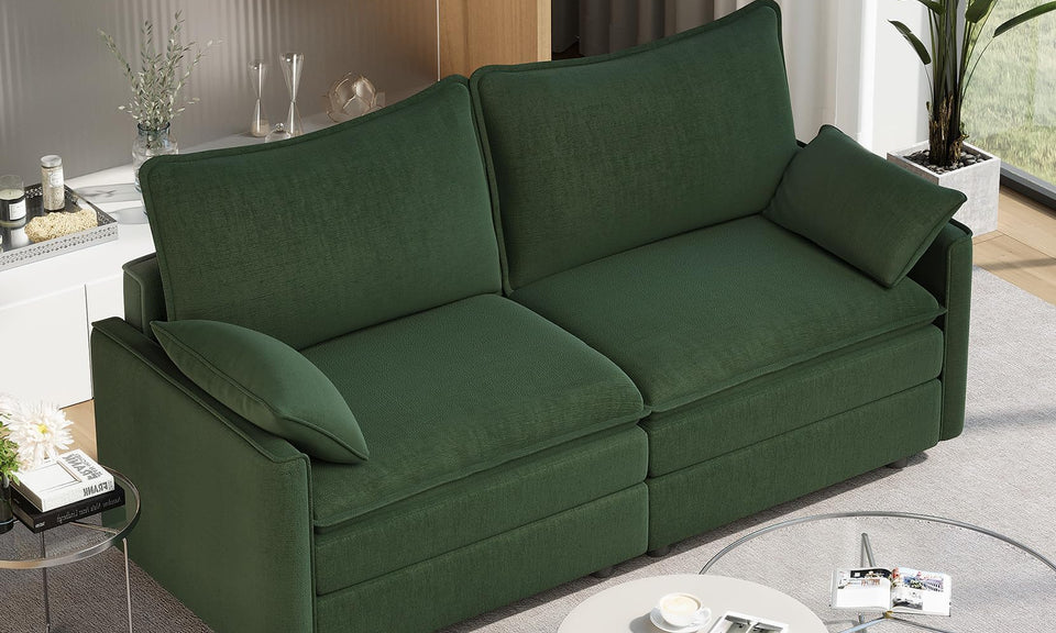Vesgantti Modular Sectional Sofa, Cloud Couch, Modern Corduroy/Chenille, Height Adjustable, Cloud-Like Comfort, Deep Seat, Movable Ottoman, Couches for Living Room