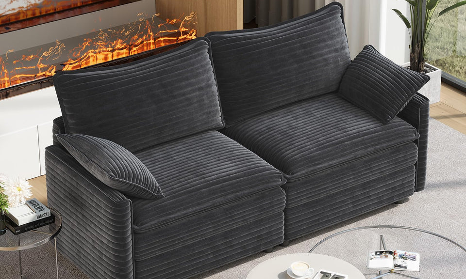 Vesgantti Modular Sectional Sofa, Cloud Couch, Modern Corduroy/Chenille, Height Adjustable, Cloud-Like Comfort, Deep Seat, Movable Ottoman, Couches for Living Room