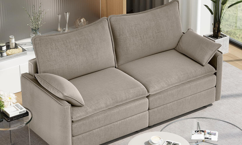 Vesgantti Modular Sectional Sofa, Cloud Couch, Modern Corduroy/Chenille, Height Adjustable, Cloud-Like Comfort, Deep Seat, Movable Ottoman, Couches for Living Room