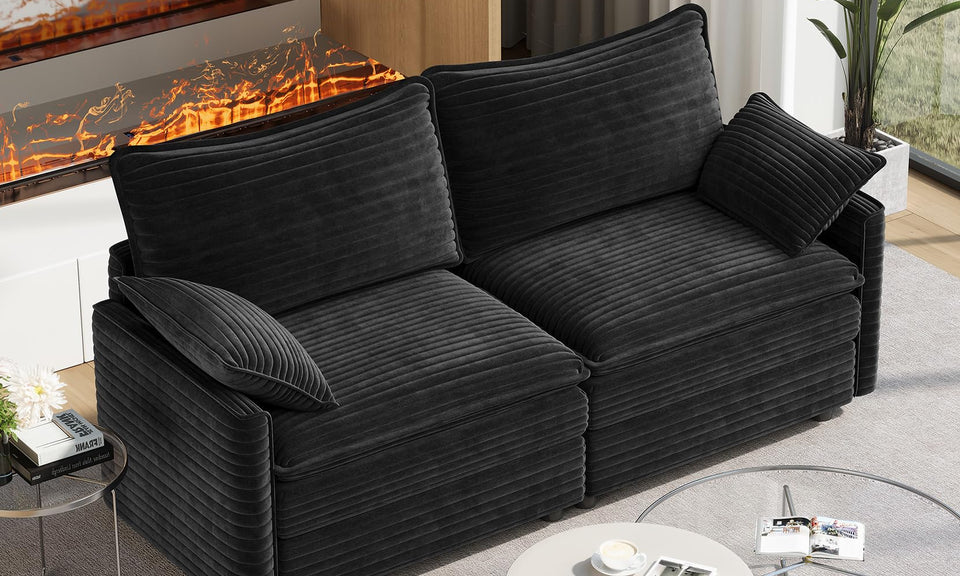 Vesgantti Modular Sectional Sofa, Cloud Couch, Modern Corduroy/Chenille, Height Adjustable, Cloud-Like Comfort, Deep Seat, Movable Ottoman, Couches for Living Room