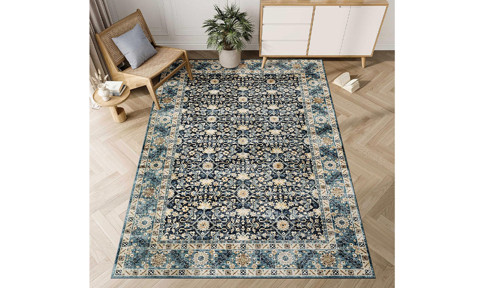 Washable Non-Slip Boho Area Rug for Living Room and Bedroom
