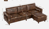 Vesgantti 100" L-Shaped Faux Leather Modular Sectional Couch, Mid Century PU Leather Sofa with Movable Ottoman