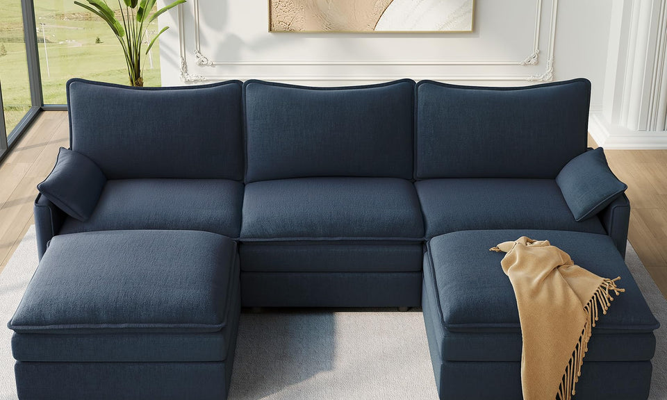 Vesgantti Modular Sectional Sofa, Cloud Couch, Modern Corduroy/Chenille, Height Adjustable, Cloud-Like Comfort, Deep Seat, Movable Ottoman, Couches for Living Room