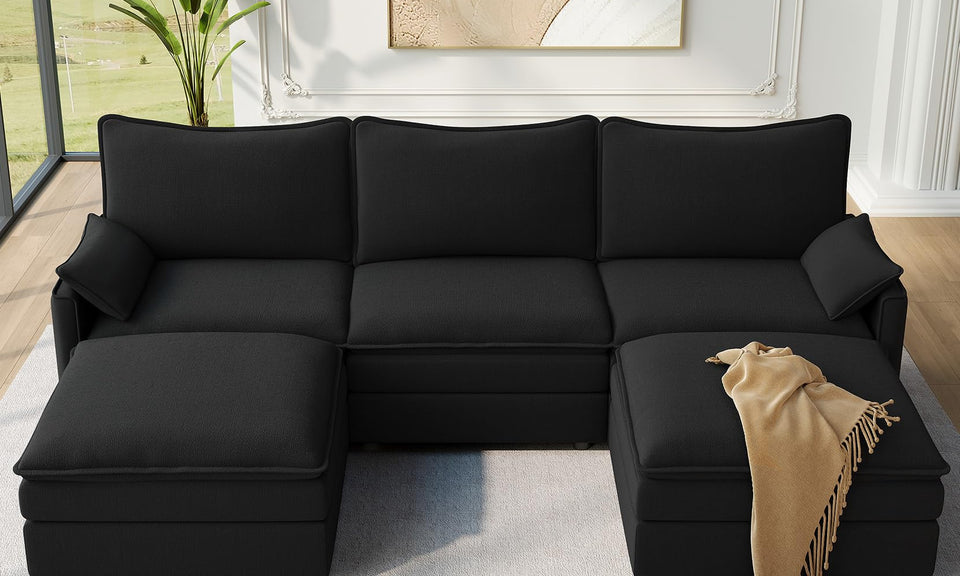 Vesgantti Modular Sectional Sofa, Cloud Couch, Modern Corduroy/Chenille, Height Adjustable, Cloud-Like Comfort, Deep Seat, Movable Ottoman, Couches for Living Room