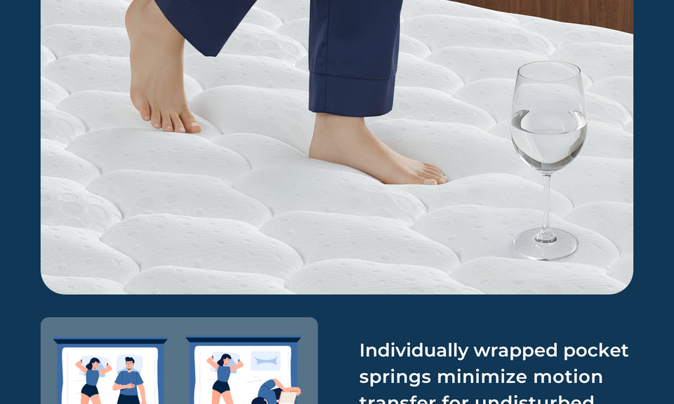 Vesgantti Queen Size Mattress 12 Inch, Cool Sleep Hybrid Mattress in a Box | Fiberglass-Free, Memory Foam & Pocket Springs, Ergonomic Design, Pressure Relief, Medium Firm Feel, 60"*80"*12"