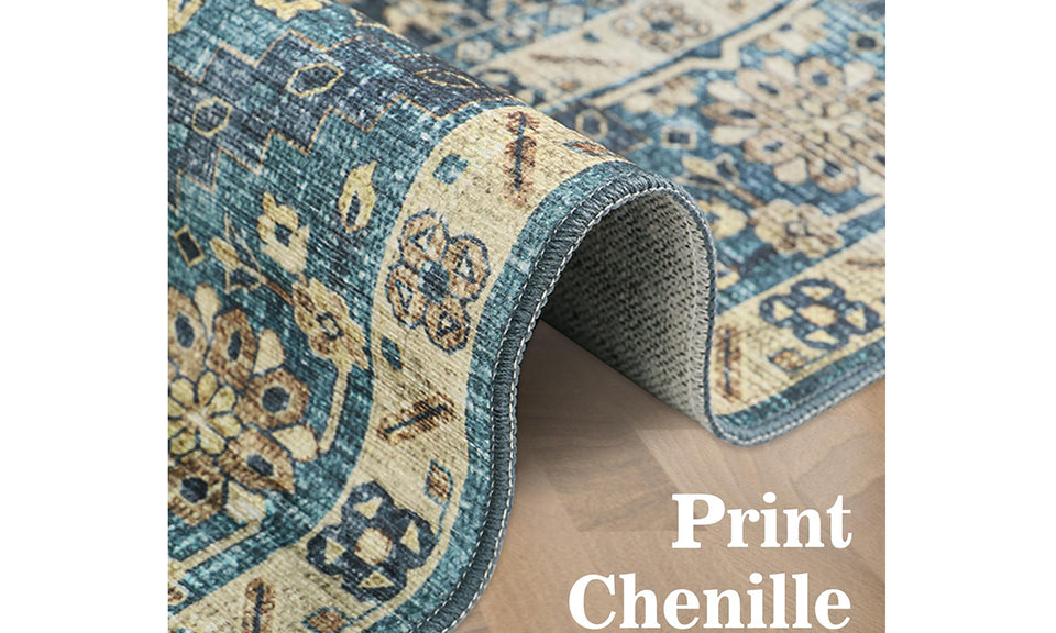 Washable Non-Slip Boho Area Rug for Living Room and Bedroom