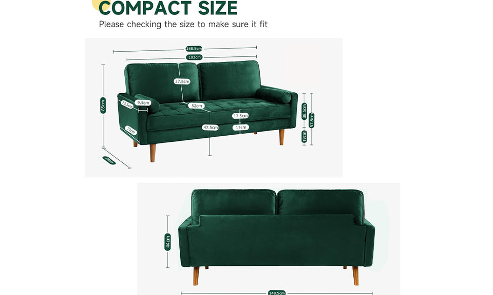 Vesgantti Two/Three Seater Sofa, Modern Velvet Loveseat Sofa, Modern S ...