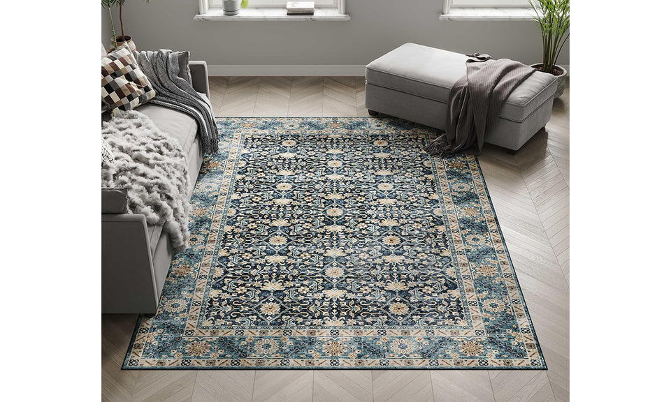 Washable Non-Slip Boho Area Rug for Living Room and Bedroom