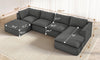 Vesgantti 141.7" 204.7" Corduroy Boneless Sectional Couch, Modular Couch with Chaise & Ottoman, No Assembly Required