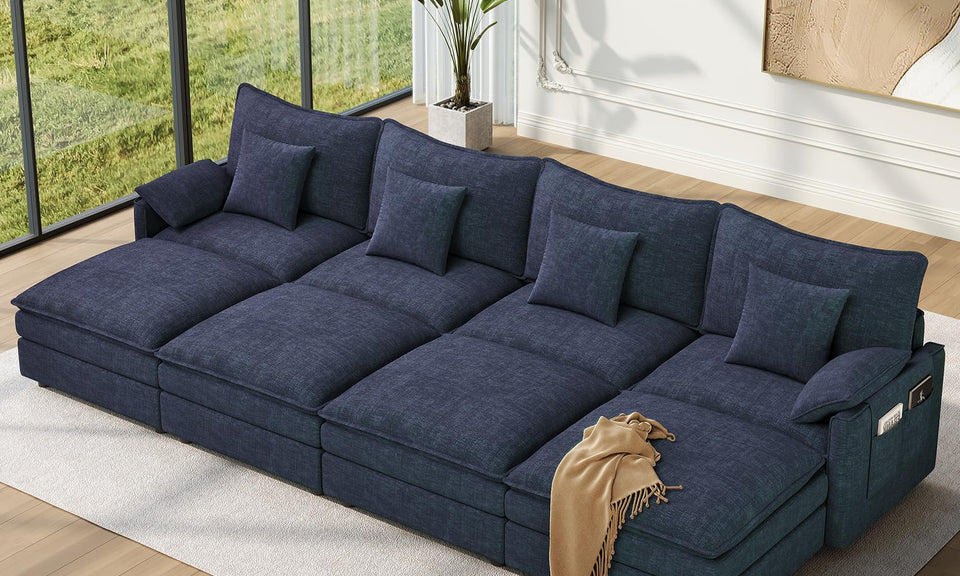 Vesgantti Modular Sectional Sofa, Cloud Couch, Modern Corduroy/Chenille, Height Adjustable, Cloud-Like Comfort, Deep Seat, Movable Ottoman, Couches for Living Room