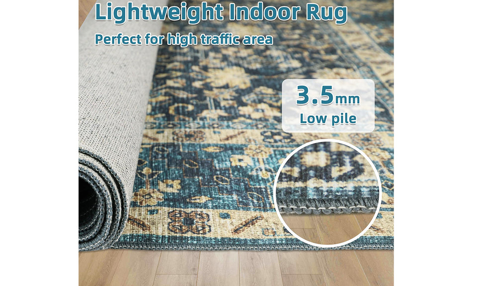 Washable Non-Slip Boho Area Rug for Living Room and Bedroom
