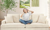 Kidirect 70in Beige White Sofa, Couches for Living Room 21in Extra Deep Seats, Comfy Corduroy Sofas for Living Room No Tool Assembly, Modern Oversized Love Seat with 2 Pillows, Sofa Couch for Bedroom