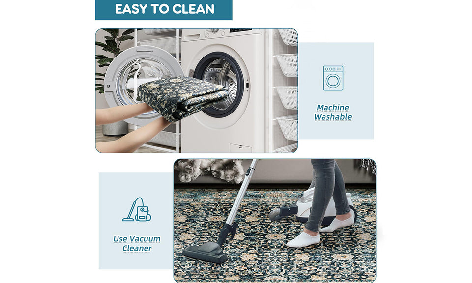 Washable Non-Slip Boho Area Rug for Living Room and Bedroom