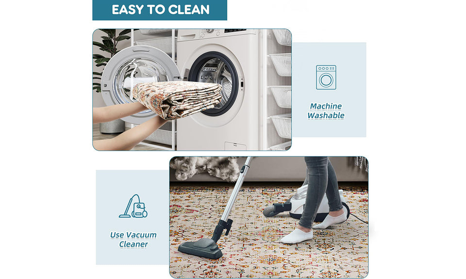 Lightweight Washable Oriental Area Rug for Living Room, Bedroom, Dining Room, Office