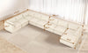 Vesgantti 141.7" 204.7" Corduroy Boneless Sectional Couch, Modular Couch with Chaise & Ottoman, No Assembly Required