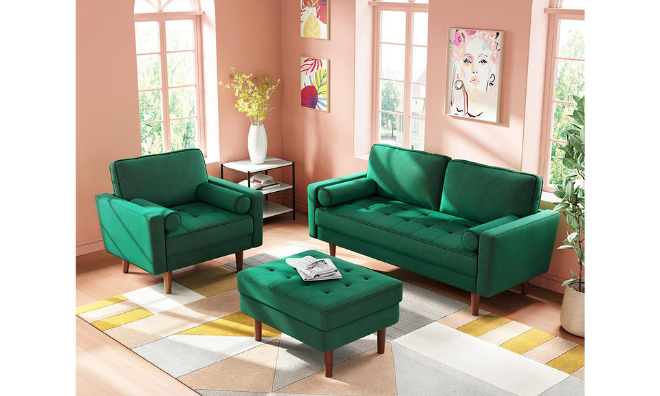 Vesgantti Two/Three Seater Sofa, Modern Velvet Loveseat Sofa, Modern Small Couch with 2 Pillows for Living Room, Comfy Sofa