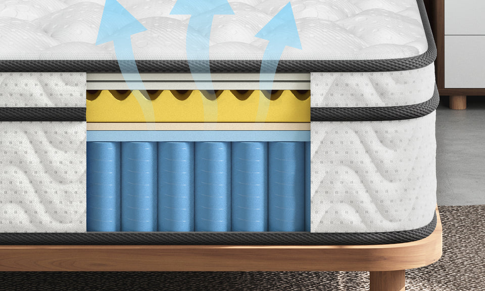 Vesgantti Queen Size Mattress 12 Inch, Cool Sleep Hybrid Mattress in a Box | Fiberglass-Free, Memory Foam & Pocket Springs, Ergonomic Design, Pressure Relief, Medium Firm Feel, 60"*80"*12"