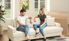 Kidirect 70in Beige White Sofa, Couches for Living Room 21in Extra Deep Seats, Comfy Corduroy Sofas for Living Room No Tool Assembly, Modern Oversized Love Seat with 2 Pillows, Sofa Couch for Bedroom