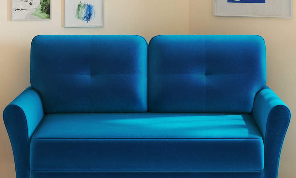 Kidirect Love Seat, 48" Loveseat Sofa, Comfy Velvet Small Couch for Bedroom with 21" Deep Seat, Tool-Free Setup Small Loveseat for Space, 500LB Load Sofa Couch, Love Seat for Bedrooms, Blue