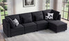 Vesgantti 92" 118" 5/6/8/9 Seats L Shaped U Shaped Modular Sectional Couch with Storage, Velvet Upholstery with Adjustable Backrests & Armrests