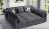 Vesgantti 92" 118" 5/6/8/9 Seats L Shaped U Shaped Modular Sectional Couch with Storage, Velvet Upholstery with Adjustable Backrests & Armrests