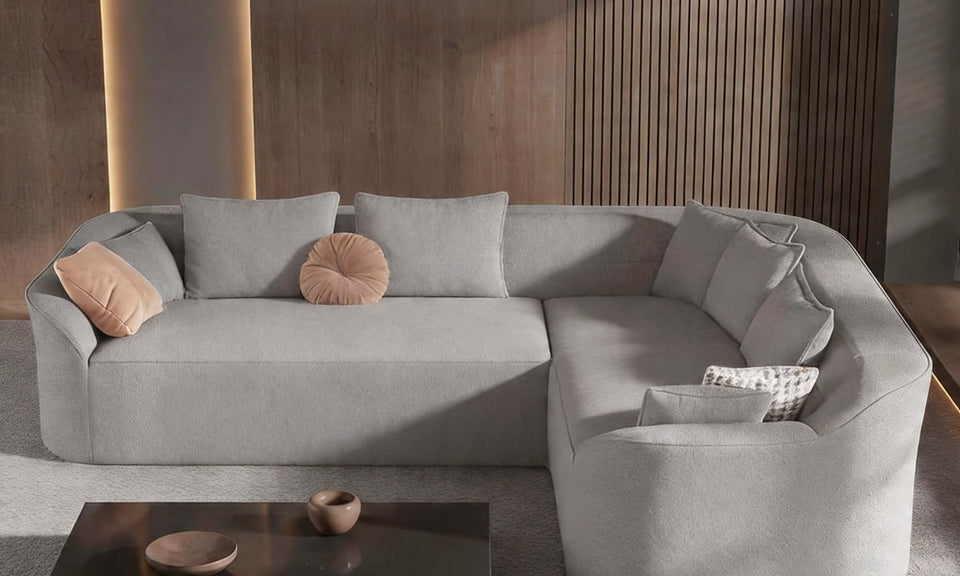 Vesgantti 110" Modern Curved Cloud Sectional Sofa, Boneless Couch, Chenille Modular Sofa, Tool-Free Assembly