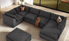 Vesgantti 141.7" 204.7" Corduroy Boneless Sectional Couch, Modular Couch with Chaise & Ottoman, No Assembly Required