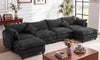Vesgantti 109" 143" L Shaped U Shaped Modular Sectional Sofa, Comfy Upholstered Cloud Corduroy Couches with Ottomans for Living Room