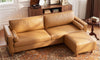 Vesgantti 100" L-Shaped Faux Leather Modular Sectional Couch, Mid Century PU Leather Sofa with Movable Ottoman