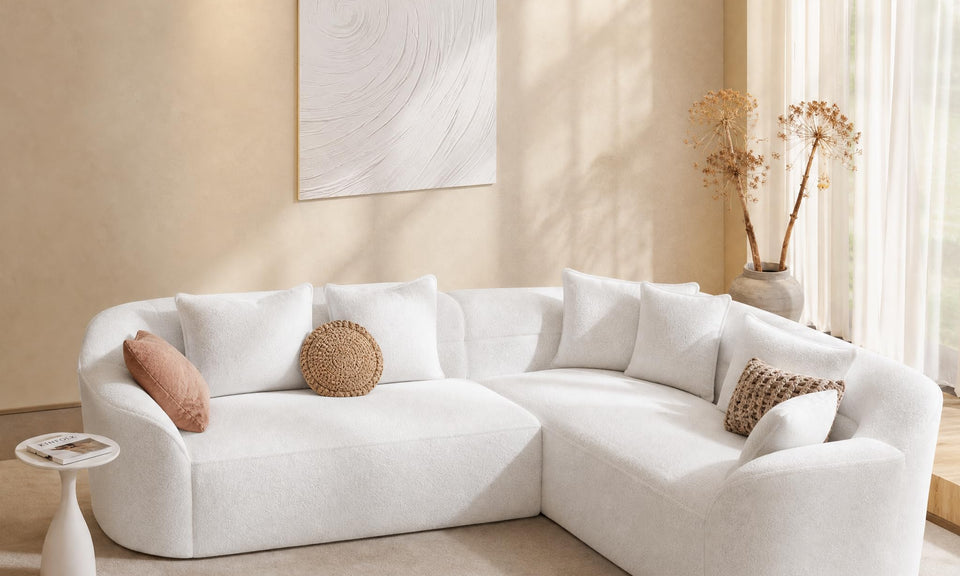Vesgantti 110" Modern Curved Cloud Sectional Sofa, Boneless Couch, Chenille Modular Sofa, Tool-Free Assembly