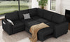 Vesgantti 88.4" 113.6" Corduroy/Chenille Sectional Sleeper Sofa with Pull Out Bed Chaise, Comfy Modular Cloud Couch with Storage