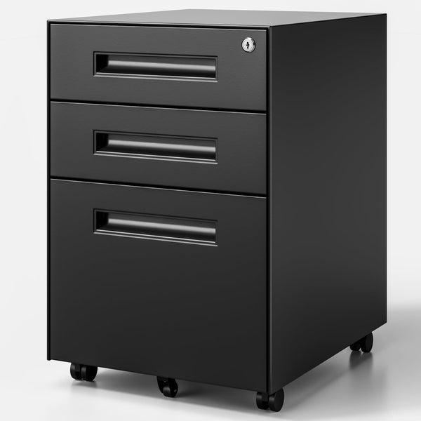 Dripex 3-Drawer Mobile File Cabinet with Lock, Metal Rolling Filing Cabinet for Home Office, Fully Assembled