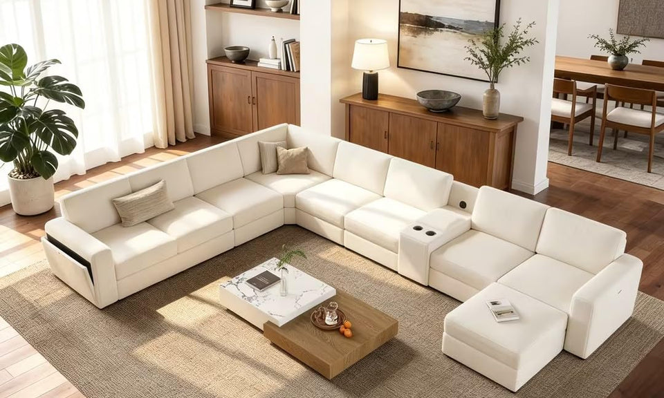 Vesgantti Modular L Shaped Sectional Couch, Chenille Corner Sofa with Storage Armrests