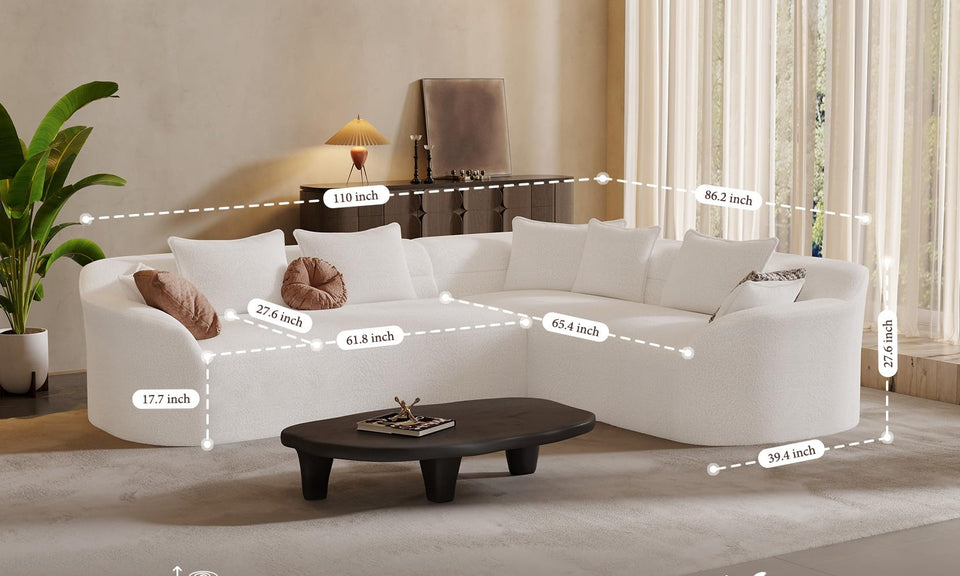 Vesgantti 110" Modern Curved Cloud Sectional Sofa, Boneless Couch, Chenille Modular Sofa, Tool-Free Assembly