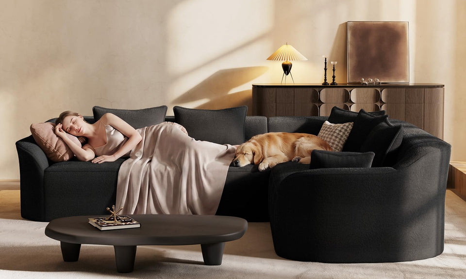 Vesgantti 110" Modern Curved Cloud Sectional Sofa, Boneless Couch, Chenille Modular Sofa, Tool-Free Assembly