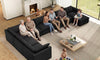 Vesgantti 141.7" 204.7" Corduroy Boneless Sectional Couch, Modular Couch with Chaise & Ottoman, No Assembly Required