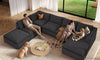 Vesgantti 141.7" 204.7" Corduroy Boneless Sectional Couch, Modular Couch with Chaise & Ottoman, No Assembly Required